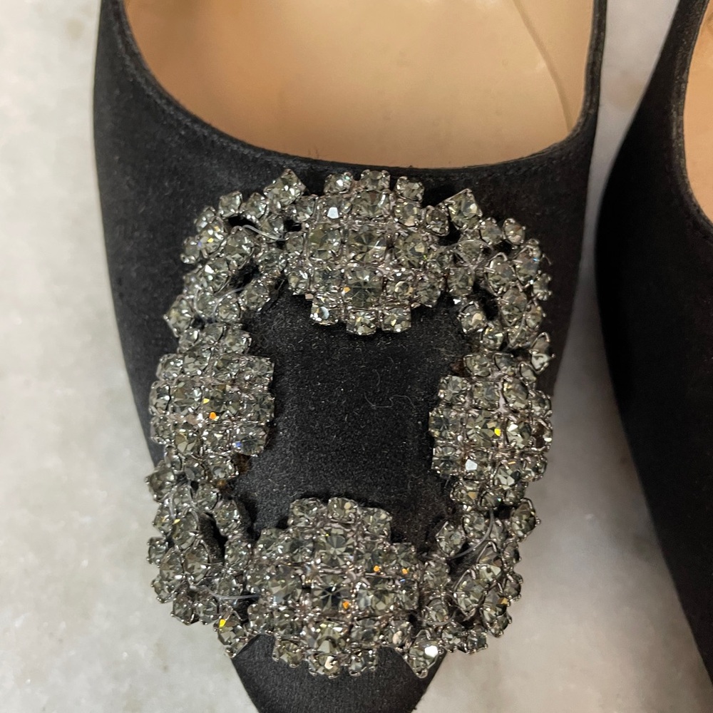 Manolo Blahnik Black Heels with Crystal Buckle - Picture 4 of 12